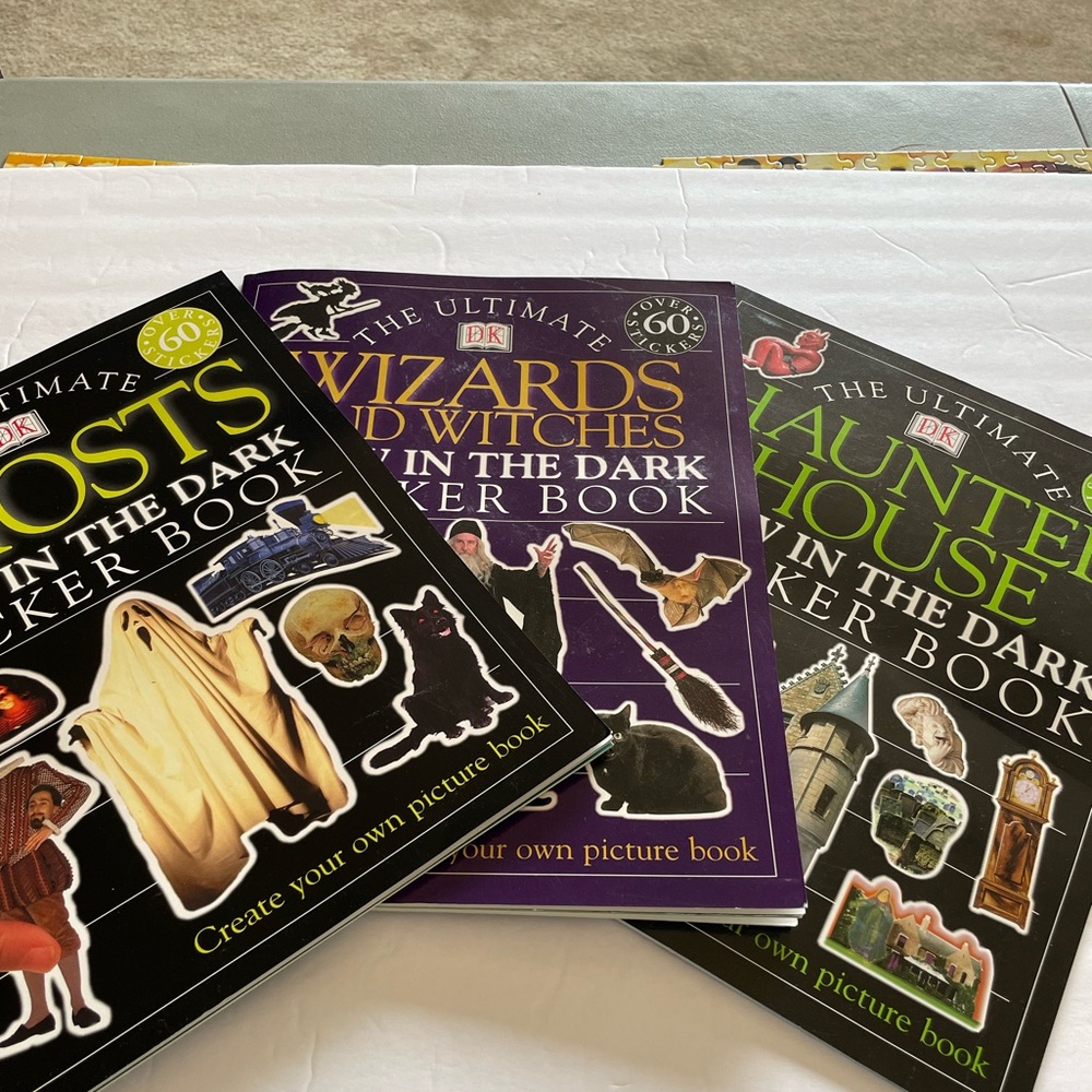 Set of 3, Ghost 👻, Wizards 🧙‍♀️, Haunted House Glow in the Dark Sticker Book